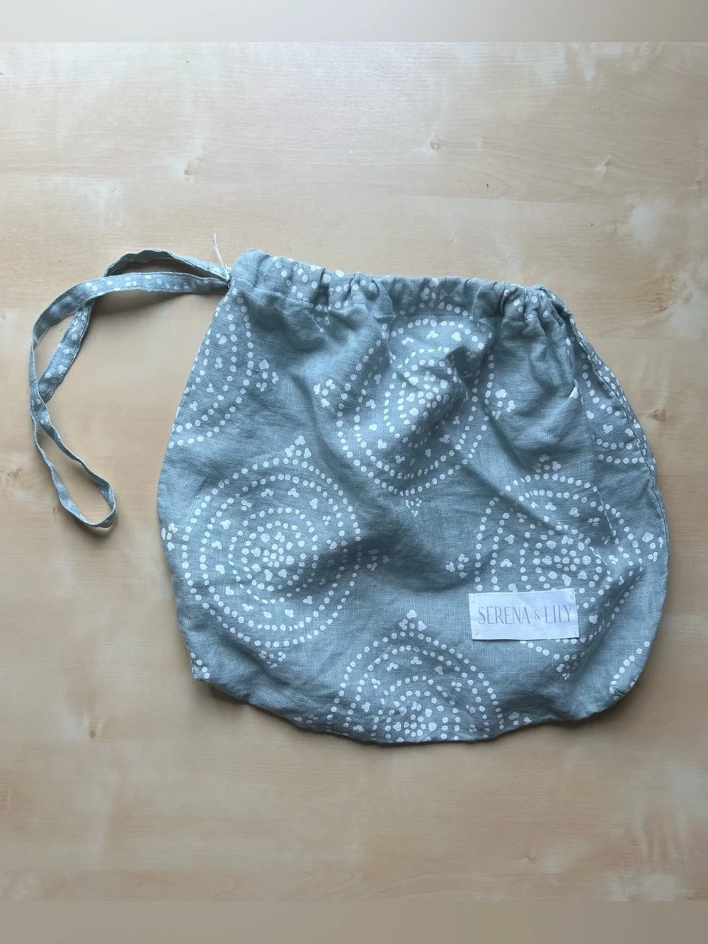 Serena & Lily Seafoam Linen Euro Sham Covers with White Dot Medallion Print